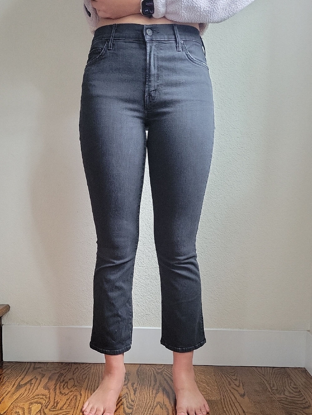 Mother High-Rise Cropped Black Jeans